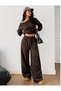 Bitter Brown Puff Fabric Pintrst. Trends Women's Top and Bottom Set - Do987655 - 7