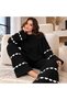 Women's Heart Patterned Winter Double Set Wide Sleeve Sweater