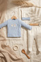 Minka Pastel Blue Rabbit Embroidered 3-Piece Baby Set - Cotton Bodysuit, Booties, and Beanie - 2