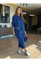 Women's Long Sleeve Coat Detailed Two Thread Viscose Double Suit - 7
