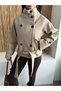 High Collar Belted Buttoned Cashmere Jacket - 3