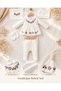 5-Piece Organic Cotton Flower Embroidered Newborn Baby Girl Zibin Set/Baby Girl Hospital Discharge Set - 5