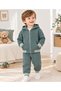 Boys' Hooded Zippered 2-Piece Tracksuit Set Striped Ribbed Cardigan and Pants 1-2-3-4 Years Old - 2