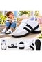 Unisex White Black Thermo Sole Side Striped Velcro-Lace Children's Sports Shoes - 4