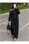 Black Puff Fabric Pintrst. Trends Women's Top and Bottom Set - Do987655 - 4
