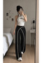 Women's High Waist Contrast Piping Wide Leg Flowy Long Palazzo Pants - 2