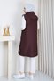 Women's Side Buttoned Onion Patterned Quilted Vest - 7