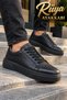 Men's Genuine Leather Lace-Up Black Casual Shoes Thick Sole - 4