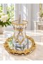 Gold Silver Mix Pantokraf High Degree Gilded 19 Piece Tea Set with Tray - 4