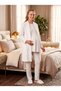 New Season Ecru Winter Jacquard Shawl Collar Button Detailed Design Long Sleeve Maternity Pajama Set