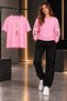 Women's 3 Piece Swan Pattern 3-Piece Set Winter Sweatshirt Seasonal Sweatpants and Printed T-Shirt Set