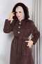 Women's Full-Length Moscow Coat with Brooch Detail and Belt - 6