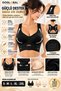 Women's Black Back Support Gathering Bra, Cross-Strapped Front Clasp, Removable Pads