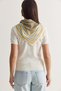 Women's Beige V-Neck Scarf Detailed Short Sleeve Fit Cut Knitwear Blouse 5428 60286703 - 5