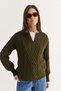 Women's Khaki Braided Buttoned Knitwear Sweater 20234244 - 6