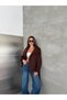 Buttoned Stand Collar Belted Jacket - 6