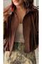 Bitter brown shoulder epaulette bomber jacket - 3