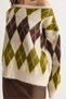 Women's Beige Diamond Patterned Boat Neck Oversize Embroidered Knit Sweater 5231 60286701 - 6