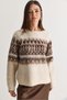 Women's Beige Ethnic Patterned Crew Neck Oversize Embroidered Knitwear Sweater 5161 60286697 - 5