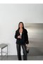 Buttoned Stand Collar Belted Jacket - 6