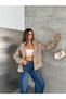 Buttoned Stand Collar Belted Jacket - 4