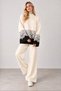 Women's Ecru Lace Detailed Comfortable Fit Half Turtleneck Wide Leg Bottom Top Two-Piece Knitwear Set