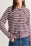 Women's Ecru-Purple Striped Scarf Collar Buttoned Knitwear Cardigan 5242 60286706 - 6