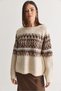 Women's Beige Ethnic Patterned Crew Neck Oversize Embroidered Knitwear Sweater 5161 60286697 - 3