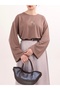 Mini Bouquet Embroidered Oversize Blouse - 13137 - Mocha - 2