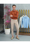 Cotton Lycra Slim Fit Knitted Pattern Cut-Off Collar Sweater - 3