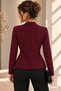New Season Women's Long Sleeve Double Breasted Collar Button Detail Asymmetrical Cut Crepe Fabric Stylish Blouse - 3
