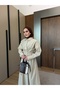 Shirt Collar Belt Buckle Detailed Dress - 4416 - Beige