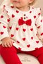 Baby Girl Set Heart Patterned Bowknot Ruffle 2-Piece Top and Bottom Set - 5