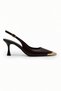 Genuine Leather Heeled Shoes Metal Toe Patent Leather Stilettos