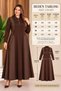 Women's Plus Size Zipper Collar Faux Leather Decorated Waist Accessory Detail Long Sleeve Viscose Stretchy Long Dress - 3