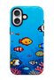 iPhone 16 Compatible - Tropical Fish, Double Layer Cover, Glossy Surface Protective Case