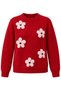 Women's Red Floral Appliqué Detailed Knitwear Sweater