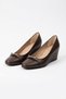 Foles front belt bow buckle women's wedge heel shoes brown skin - 7