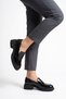Moran belt detailed women's loafer flat black patent leather - 5