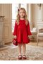 Girl's Glittery Bow Detailed Tulle Dress - 2