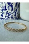 Clover Zircon Stone Gold Handcuff Bracelet
