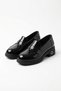 Moran belt detailed women's loafer flat black patent leather - 8