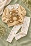 Girl's Teddy Bear Embroidered Baby Collar Knitwear Sweatshirt and Floral Patterned Leggings 2-Piece Set - 3