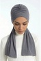 Women's Dubai Bone Shawl, Daily Plain Gray Color Head Covering Hijab Clothing - 5