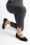 Olem Scarf, Blunt Toe, Ribbed Women's Ballerina Flats, Black Suede - 3