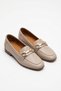 Lonre küt women's genuine leather ballet flats with front buckle silver skin - 4