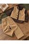 Girl - Boy Unisex Model Retro Cashmere Top and Bottom Set - Shirt, Pants, Vest 3 Pieces - 2