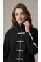 Women's Slim Cashmere Zippered Jacket with Chinese Buttons and Ribbon Detail - 2