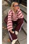 Edinburg Women's Striped Oversize Polo Collar Knit Sweater - 2