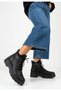 Bellamor Platform Sole Genuine Leather Zippered Lace-Up Boots